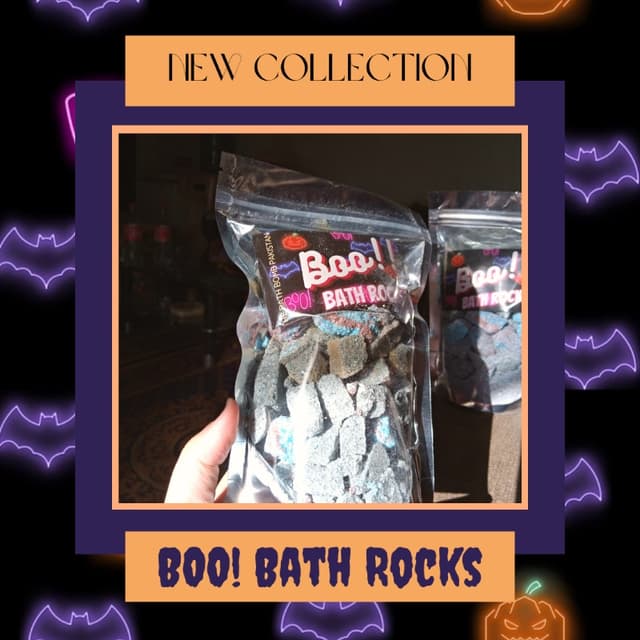 Halloween Special - BOO! bath rocks. (Made with activated charcoal)
