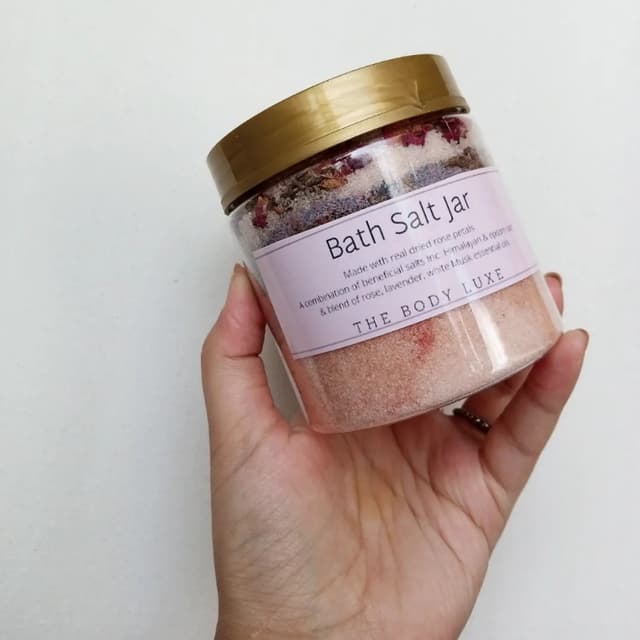 Laven-Rose Jumbo Bath Salt Jar - includes real dried flowers