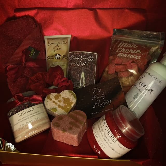Valentines day special bath & body care box for her in red
