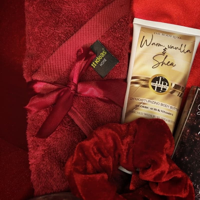 Valentines day special bath & body care box for her in red