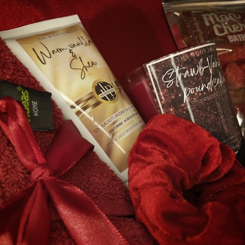 Valentines day special bath & body care box for her in red