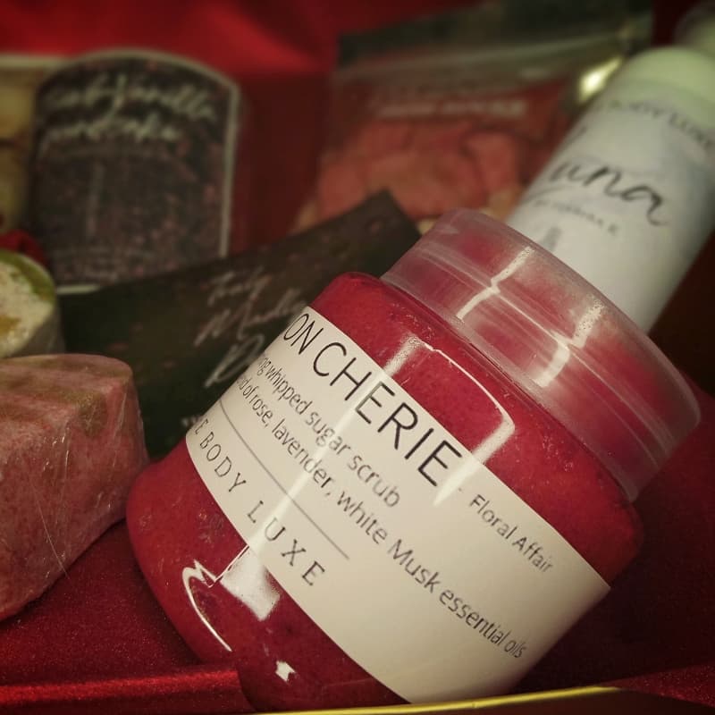 Valentines day special bath & body care box for her in red