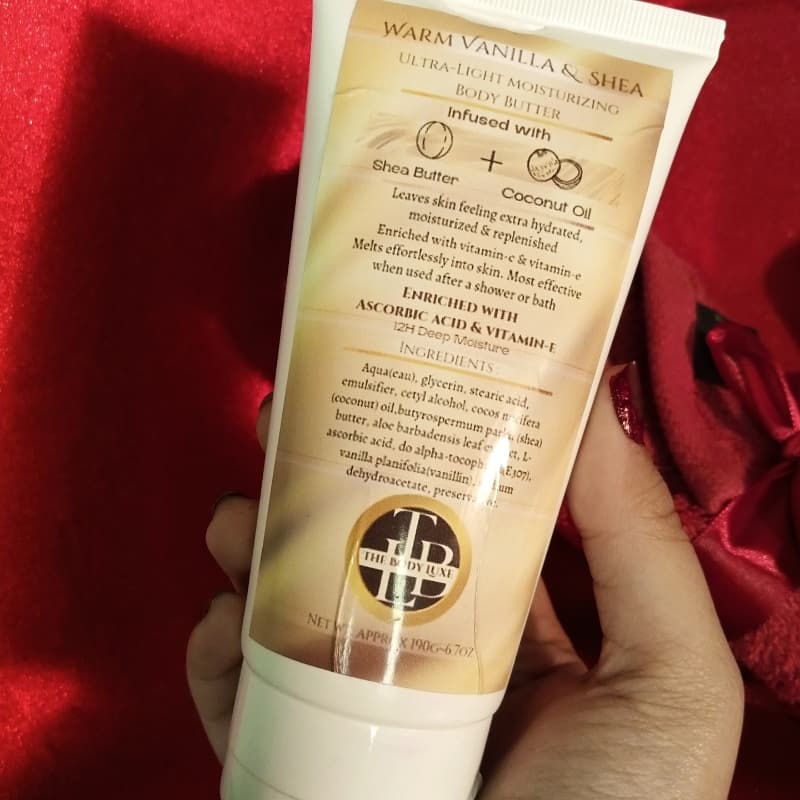 Warm vanilla & shea Ultra light body butter with ascorbic acid & vit-e